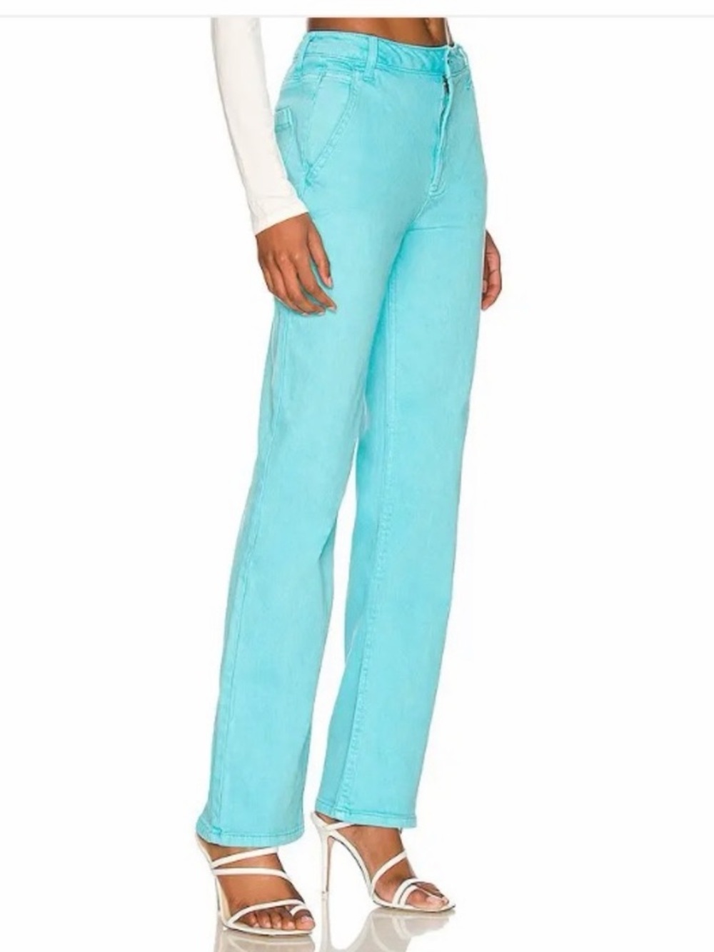 212$ NWOT Current Eliot High-Rise Straight Leg Jeans in Aqua Blue